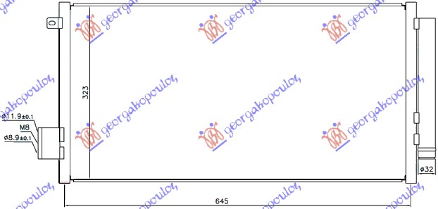 HLADNJAK KLIME 0.9 TURBO BENZIN - 1.3/1.6 MJTD DIZEL (625x315x16)