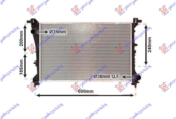 RADIATOR 1.4 (88KW) BENZIN (MAN) - 1.3 MJTD DIZEL (MAN) (620x390x16)