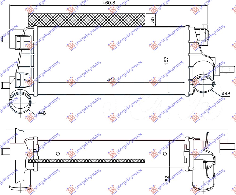 HLADNJAK INTERKULERA 1.0 EcoBoost (343x157x62)