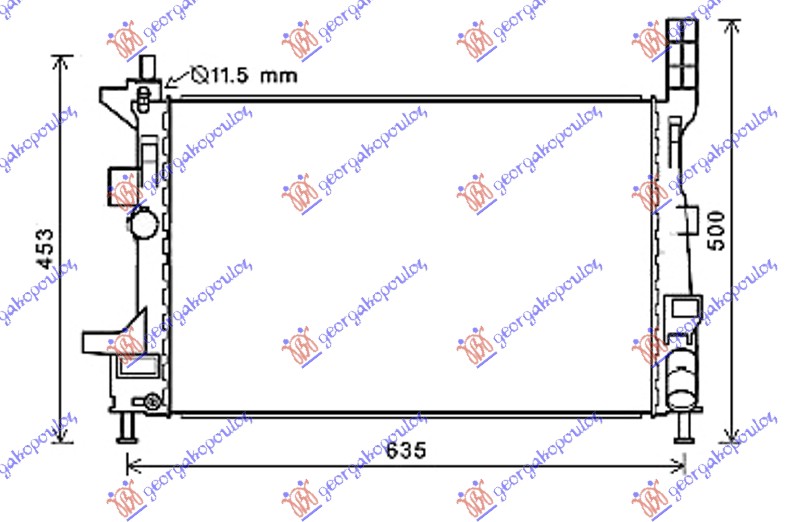 HLADNJAK MOTORA 1.5 TDCi ECOnetic DIZEL (MAN) (543x362x26)