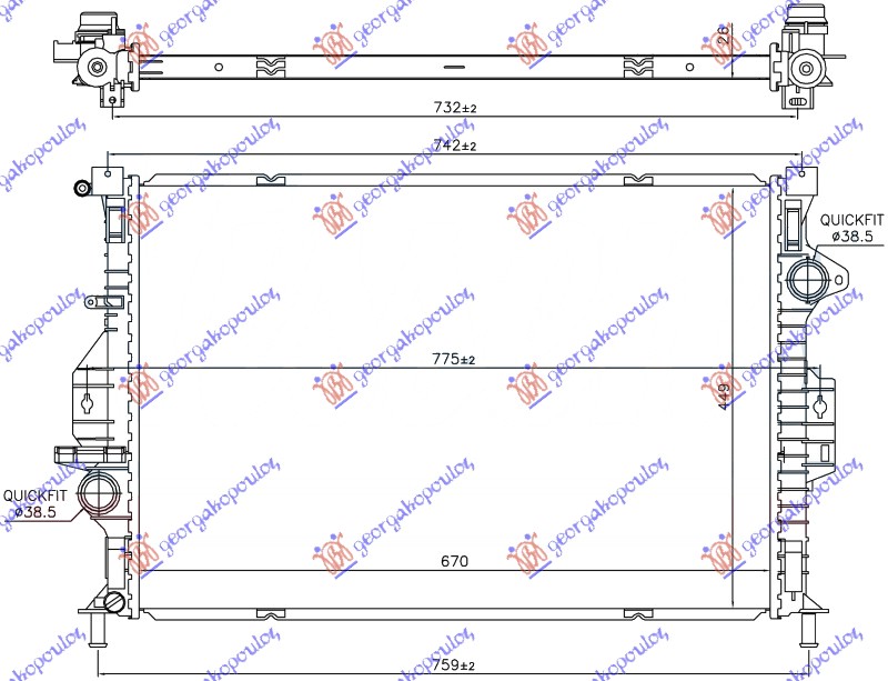 HLADNJAK MOTORA 1.6 EcoBoost BENZIN (AUTO) (670x449x26) /15