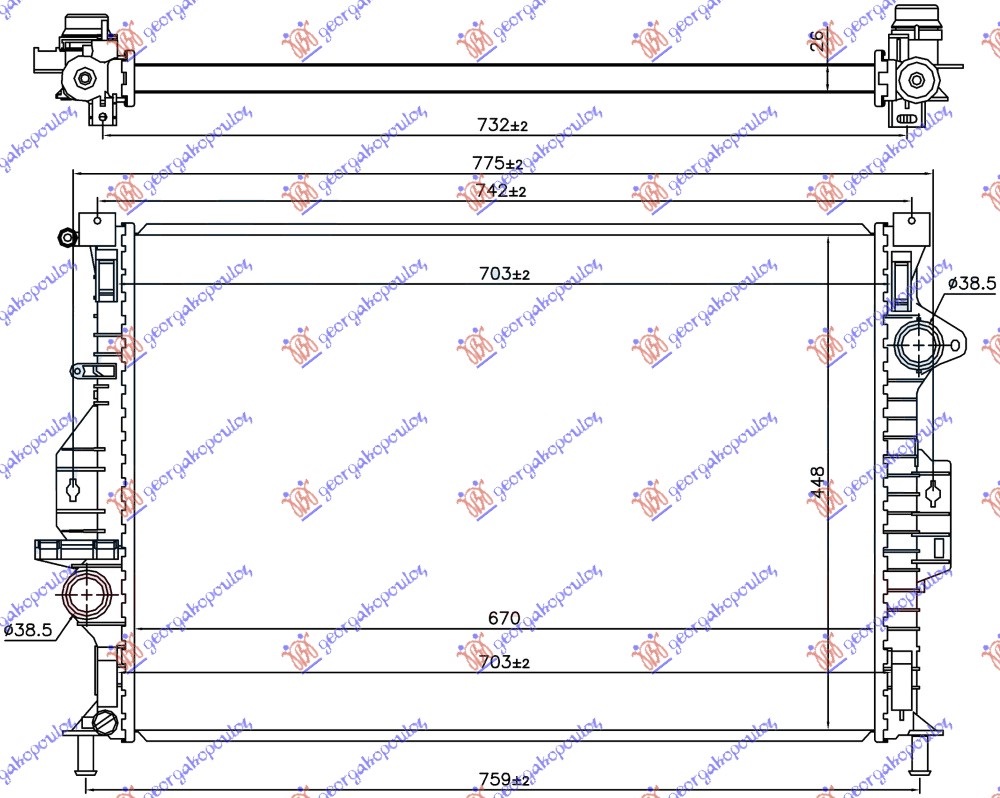 HLADNJAK MOTORA 1.6 EcoBoost BENZIN / 2.0 TDCi DIZEL (MAN) (670x449x26) -15