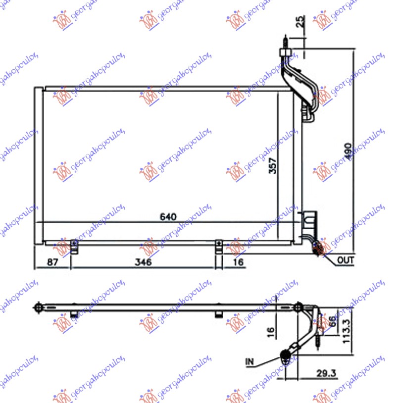 HLADNJAK KLIME 1.6 EcoBoost BENZIN (600x350x16) CEVI 18/18mm (NISSENS)