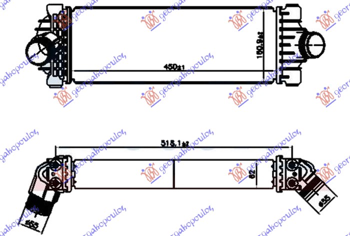 HLADNJAK INTERKULERA 2.0 TDCi DIZEL (450x160x62)