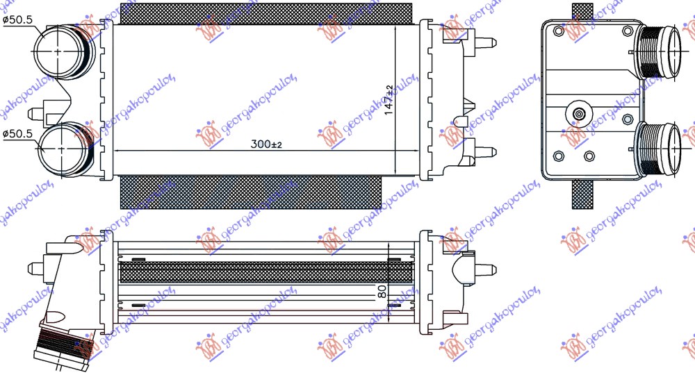 HLADNJAK INTERKULERA 1.5/1.6 TDCi (300x147x80) 50.5