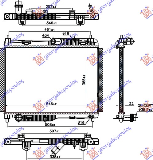 HLADNJAK MOTORA 1.0 EcoBoost BENZIN (AUTO) (385x545x22)