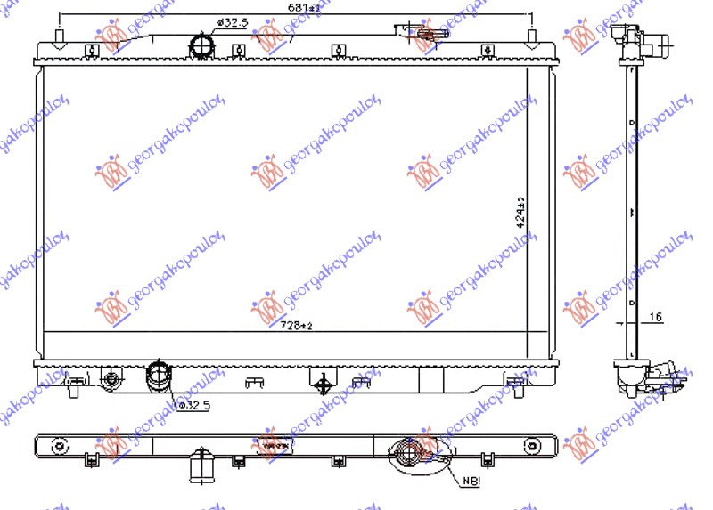 HLADNJAK MOTORA 2.0i 16V BENZIN (MAN/AUTO) (425x750x16)