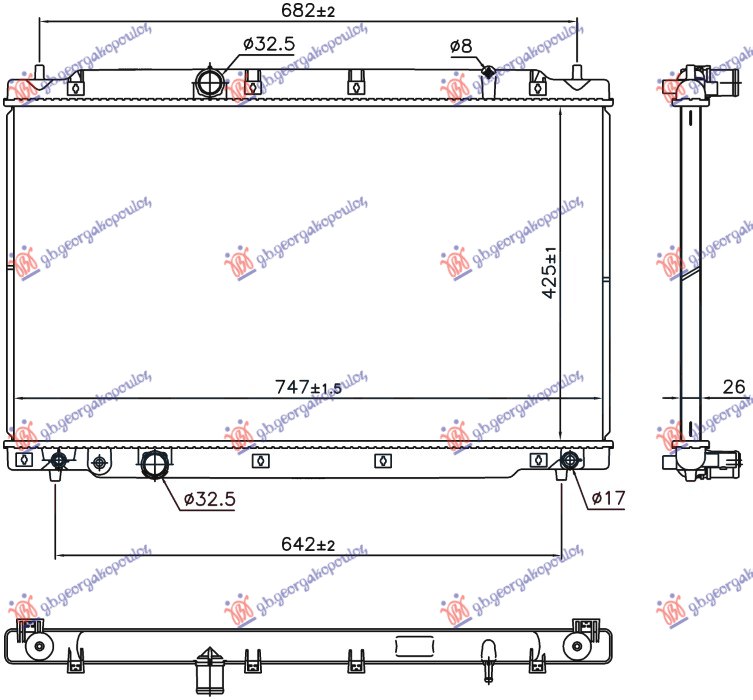 HLADNJAK MOTORA 1.5 BENZIN VTEC (425x747x26)