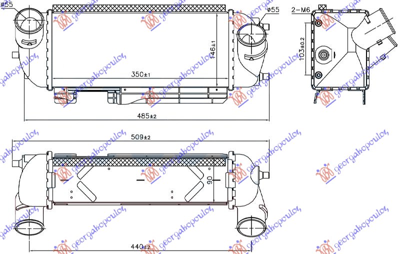 HLADNJAK INTERCOOLERA 2.0 CRDI (350x146x90)