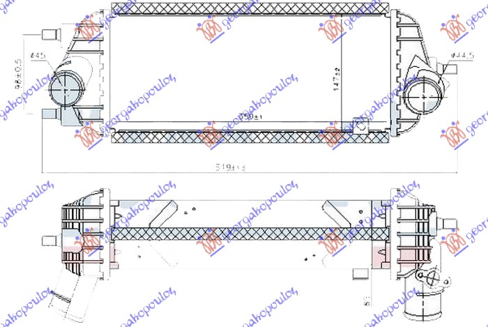 HLADNJAK INTERKULERA 1.7 CRDi DIZEL (350x147x85)