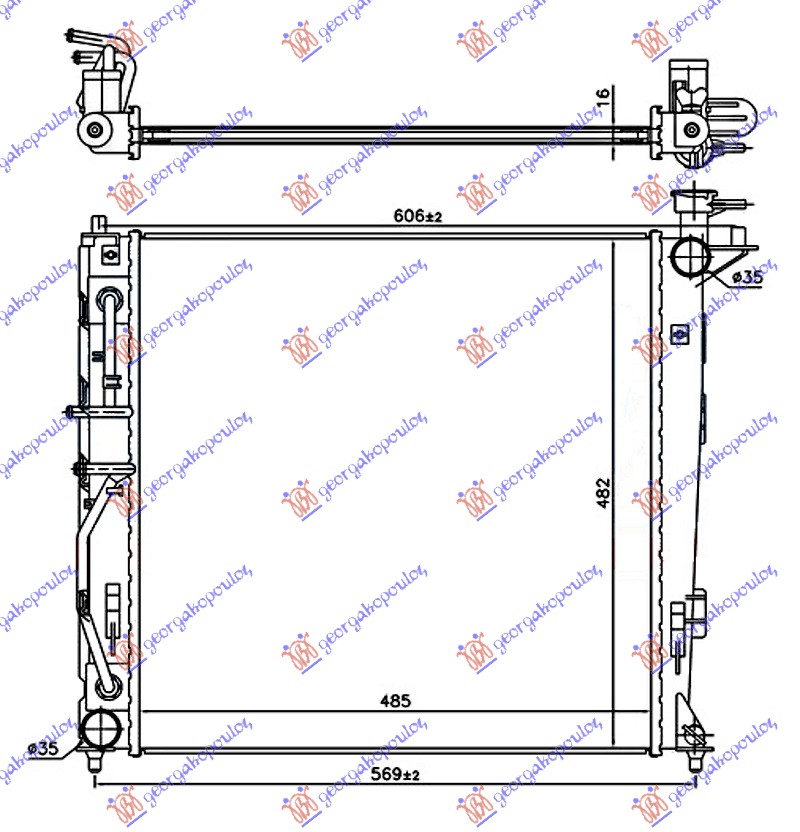 HLADNJAK MOTORA 2.0 DIZEL AUTOMATIK 485x470 CESKA KOYO