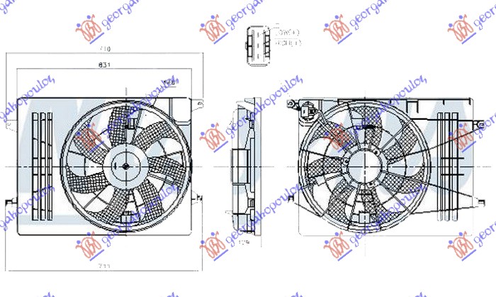 VENTILATOR KOMPLET BENZIN (460mm) (3PIN)