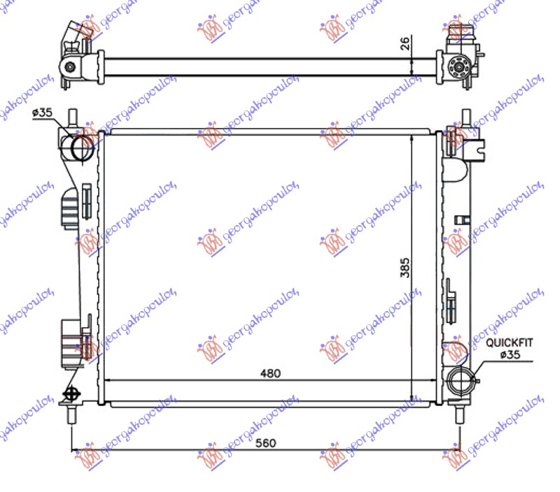 HLADNJAK MOTOORA 1.1-1.4 CRDi MANUAL DIZEL (480x380x2)