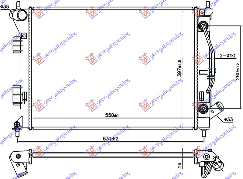 HLADNJAK MOTORA 1.6 BENZIN (AUTO) (+/-AC) (55x39.7x1.6)