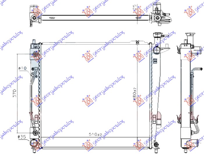 HLADNJAK MOTORA 2.0/2.2 CRDi DIZEL (AUTO) (510x480x26) (HALLA TIP)