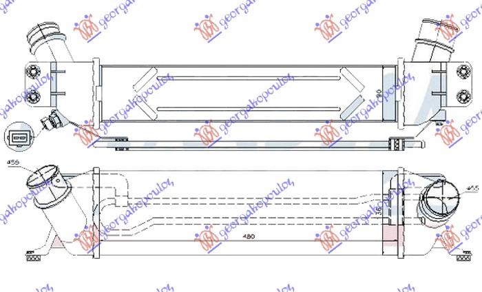 HLADNJAK INTERCOOLERA 2.5 CRDi DIZEL (480x135x90)10-