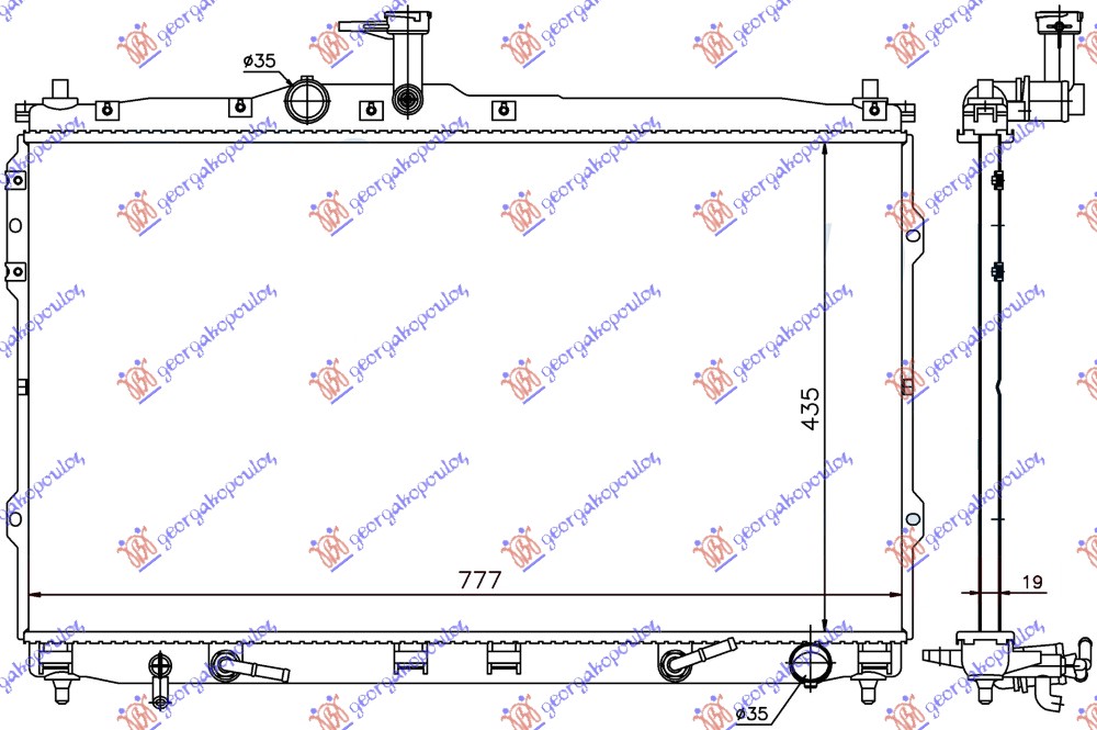 HLADNJAK MOTORA 2.4i 16v BENZIN - 2.5 TDCi DIZEL (AUTO) (435x775x16)