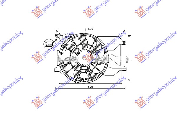 VENTILATOR KOMPLET (1.6/2.0 BENZIN) (465mm) (3 PIN)