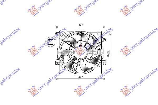 VENTILATOR KOMPLET (1.7 CRDi DIZEL) (465mm) (3 PIN)