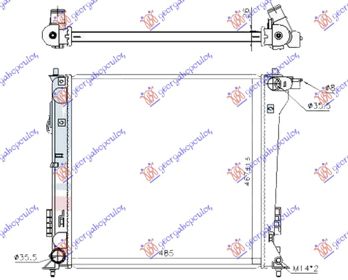 HLADNJAK MOTORA 1.6 BENZIN AUTOMATIK 490x470 KOREJA