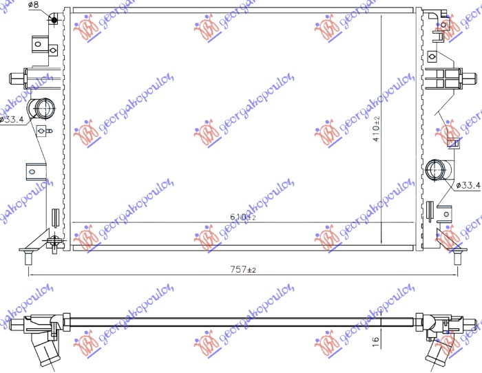 HLADNJAK MOTORA 1.6 BENZIN/HIBRID (610x410x16)