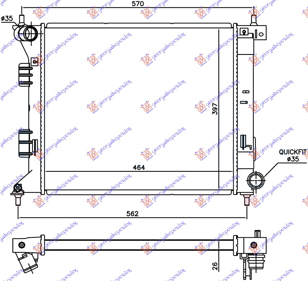 HLADNJAK MOTORA 1.6 T-GDI BENZIN (MAN) (464x397x26)