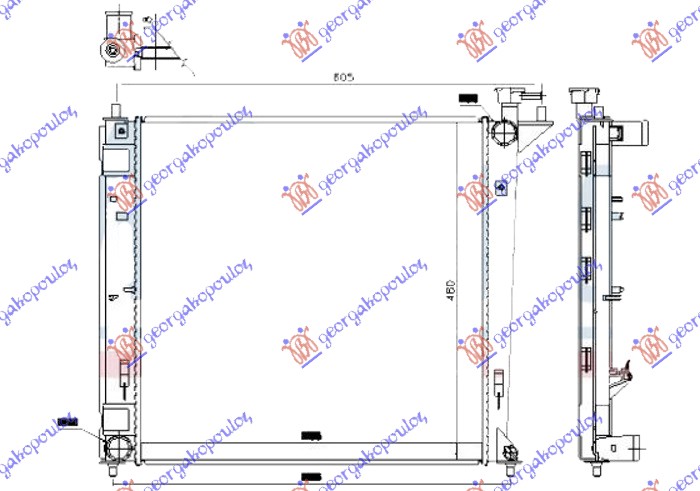 HLADNJAK MOTORA 1.7 CRDi DIZEL (MAN) (480x480x16)