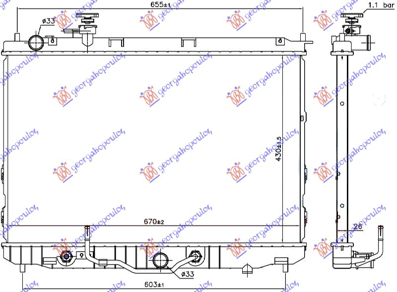 HLADNJAK MOTORA 2.0i 16v AUTOMATIK (43x67x26)