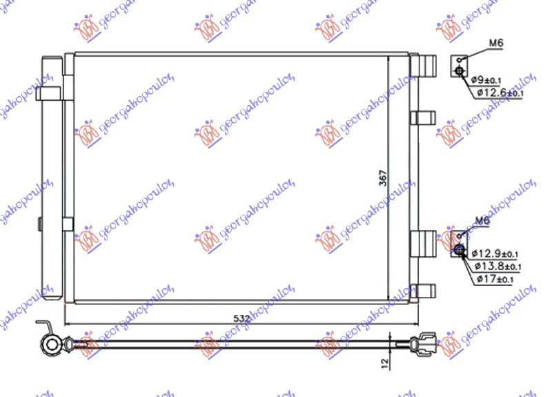 HLADNJAK KLIME 1.1/1.4 CRDi DIZEL (500x360x12)