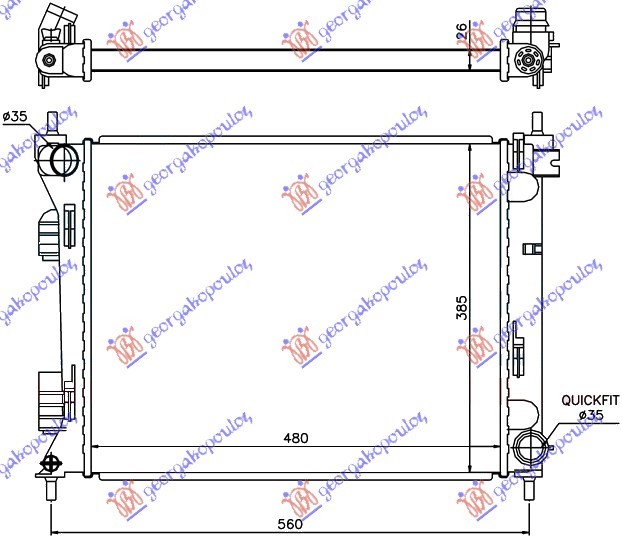 HLADNJAK MOTORA 1.1-1.4 CRDi (48x38.5x26)