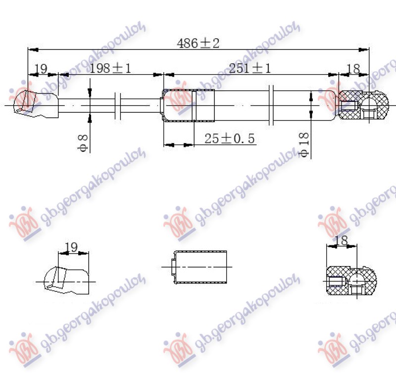 AMORTIZER GEPEK VRATA (487.5L-345N)