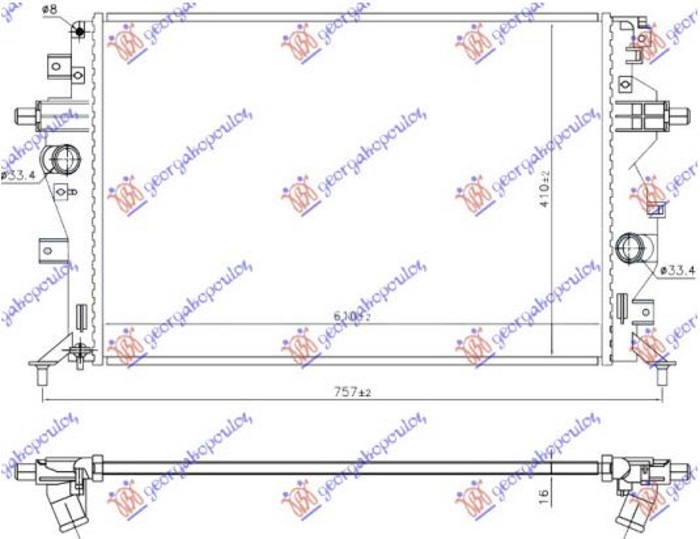 HLADNJAK MOTORA 1.6 BENZIN/HIB (610x410x16)(KOYO)