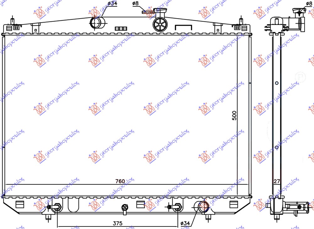 HLADNJAK MOTORA 3.5 BENZIN/HIB (500x760x27)