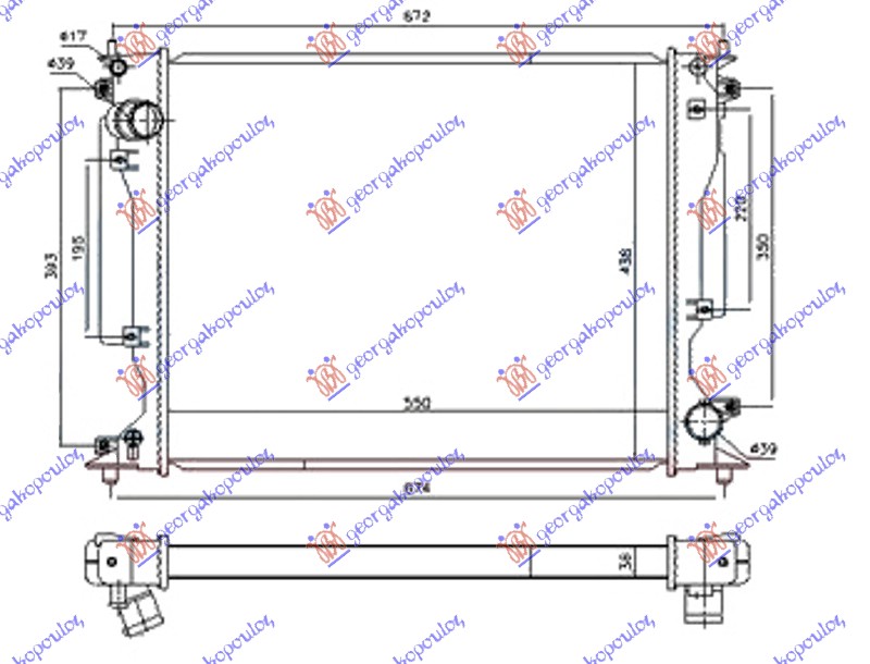 HLADNJAK MOTORA ZA SVE MODELE DIZEL (550x440x32)