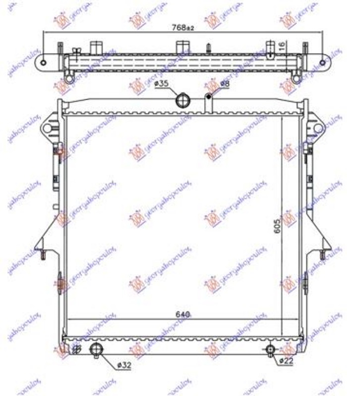 HLADNJAK MOTORA 2.2/3.2 TDCi (MAN/AUTO) (605x640x16) (KOYO)