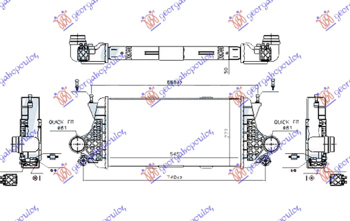 HLADNJAK INTERCOOLERA 2.2 DIZEL (545x277x50)