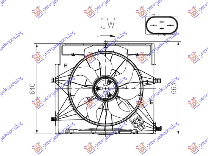 VENTILATOR KOMPLET (2.2 DIZEL) (500mm) (4 PIN)