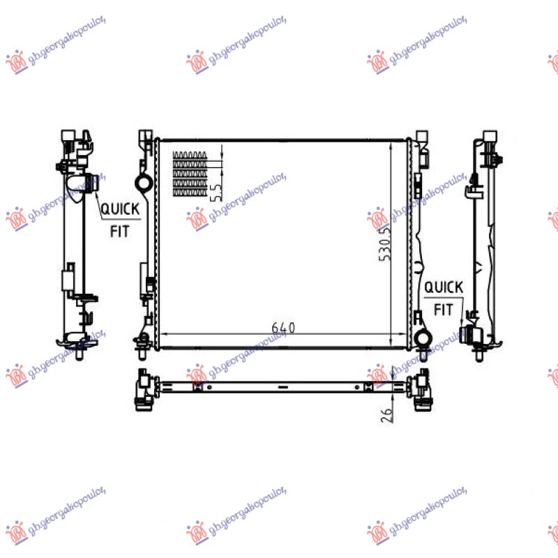 HLADNJAK MOTORA 2.0/3.0 BENZIN/HIBRID - 2.0/2.9 DIZEL/HIBRID (645x523x26)