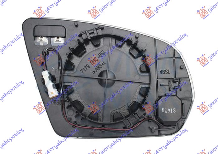 STAKLO RETROVIZORA SA GREJACEM (LED MRTAV UGAO) (BEZ SAMOZATAMNJIVANJA) (2+2 PIN) (ASFERICNO)