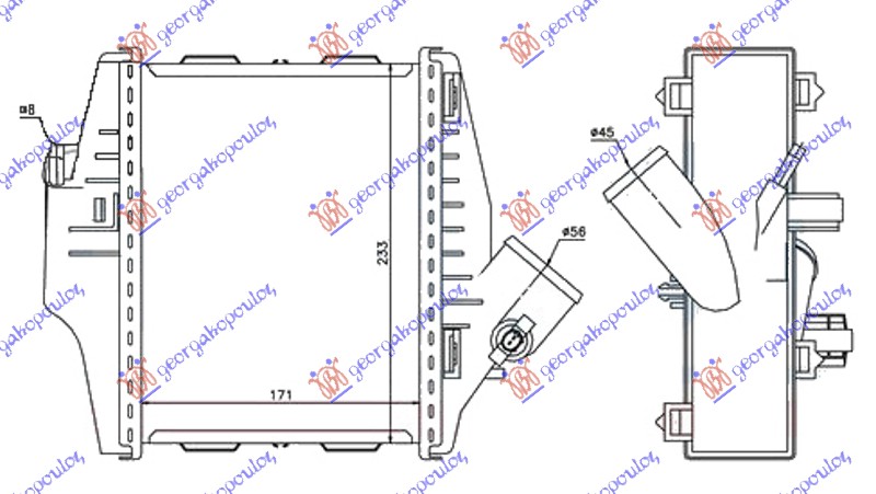 HLADNJAK INTERCOOLERA 0.8 CDi DIZEL (171x233x50)