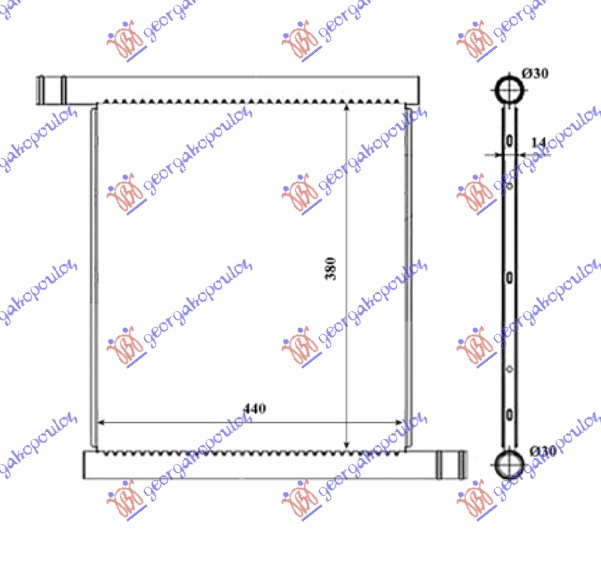 HLADNJAK MOTORA ZA SVE MODELE (44x38) (MAHLE BEHR PREMIUM LINE)