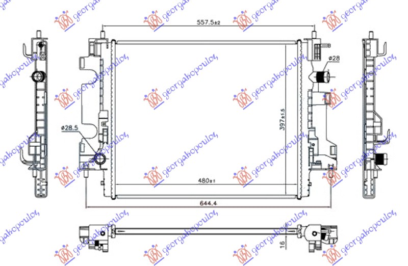 HLADNJAK MOTORA 0.9 TURBO BENZIN (MAN) (480x400x16)