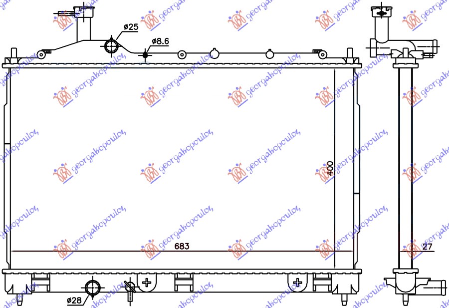 HLADNJAK MOTORA 2.2 DI-D DIZEL (MAN) (400x683x27) (KOYO)