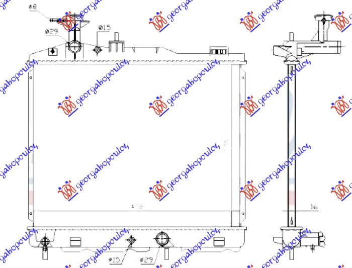 HLADNJAK MOTORA 1.2 BENZIN AUTOMATIK (375x478x16)