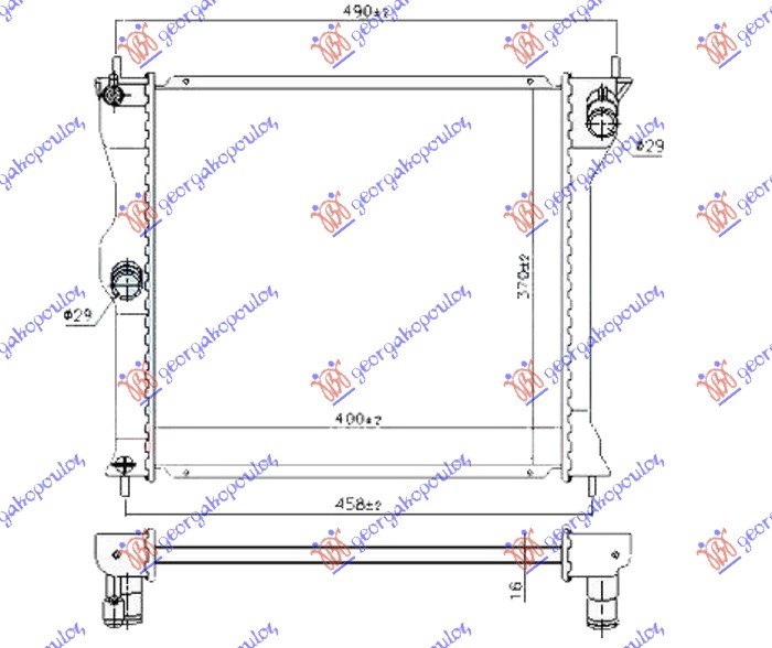 HLADNJAK MOTORA 0.7 BENZIN-ELEK (400x370x16)