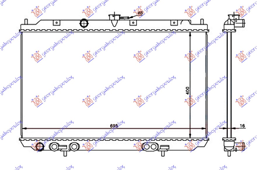 HLADNJAK MOTORA 1.8 BENZIN MANUAL (400x695x16)