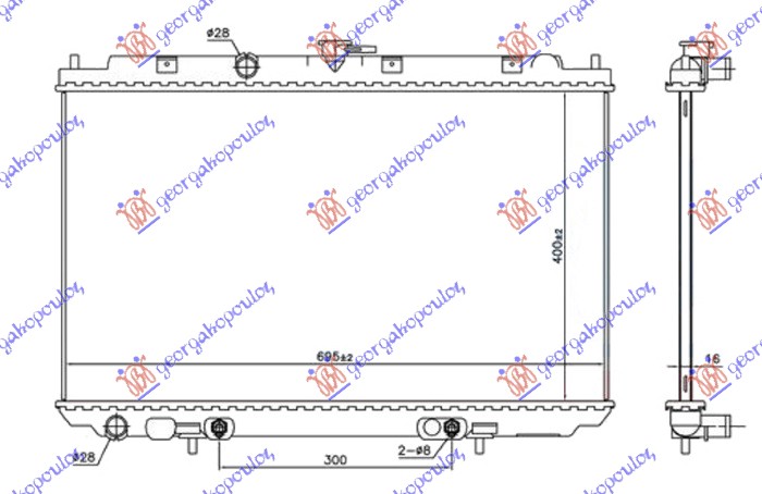 HLADNJAK MOTORA 1.8 BENZIN (AUTO) (400x695x16)