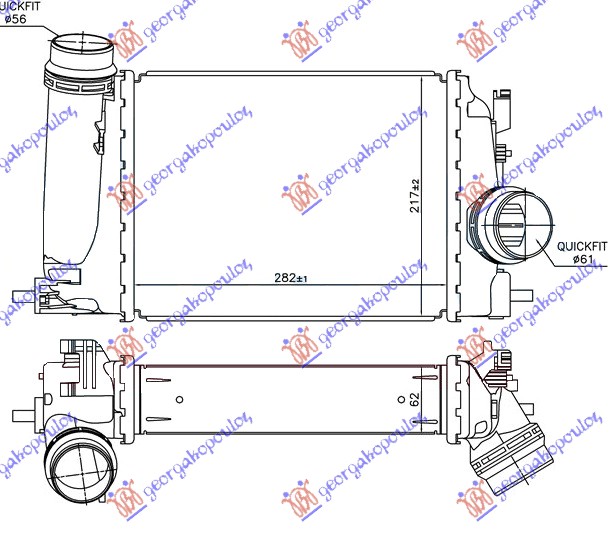 HLADNJAK INTERCOOLERA 1.5 DCi (282x217x62)