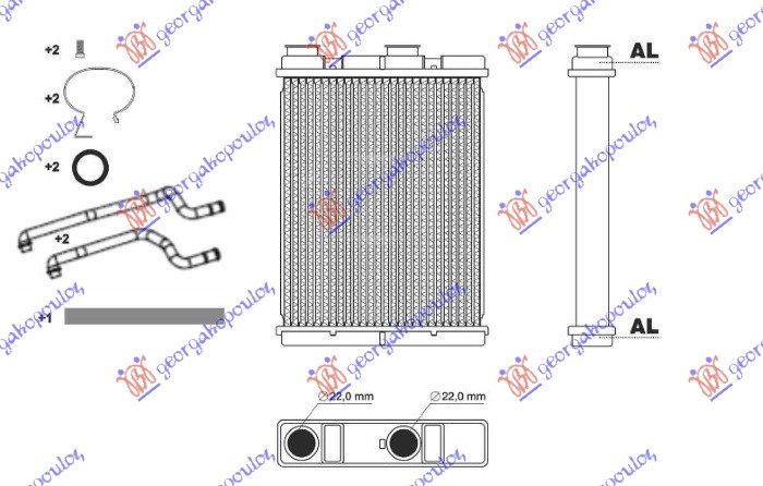 GREJAC KABINE 1.2/1.3/1.6 DIG TURBO/2.0i 16V BENZIN - 1.5/1.6 dCi DIZEL (202x160x26)