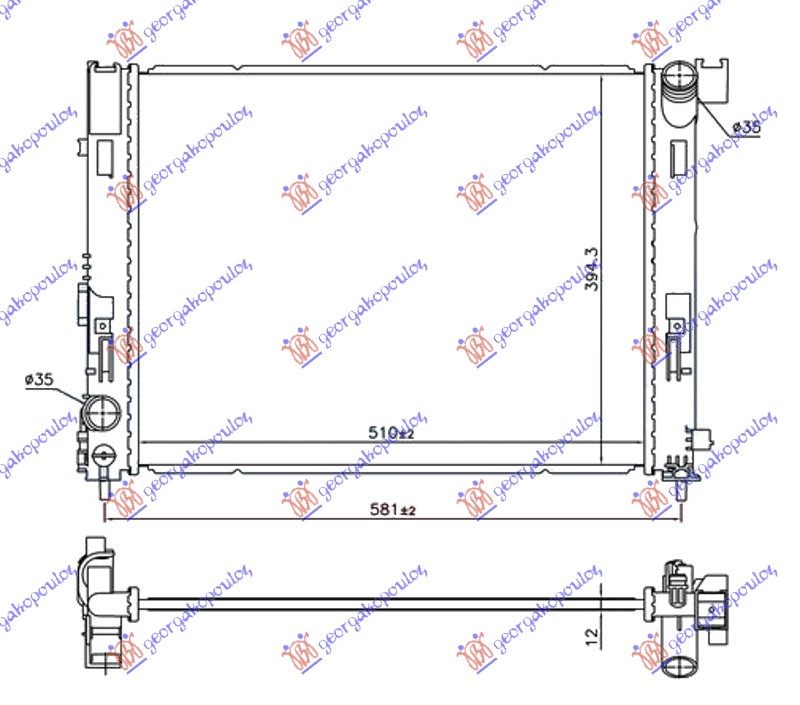 HLADNJAK MOTORA 0.9 IG-T BENZIN / 1.5 dCi DIZEL (510x395x12)